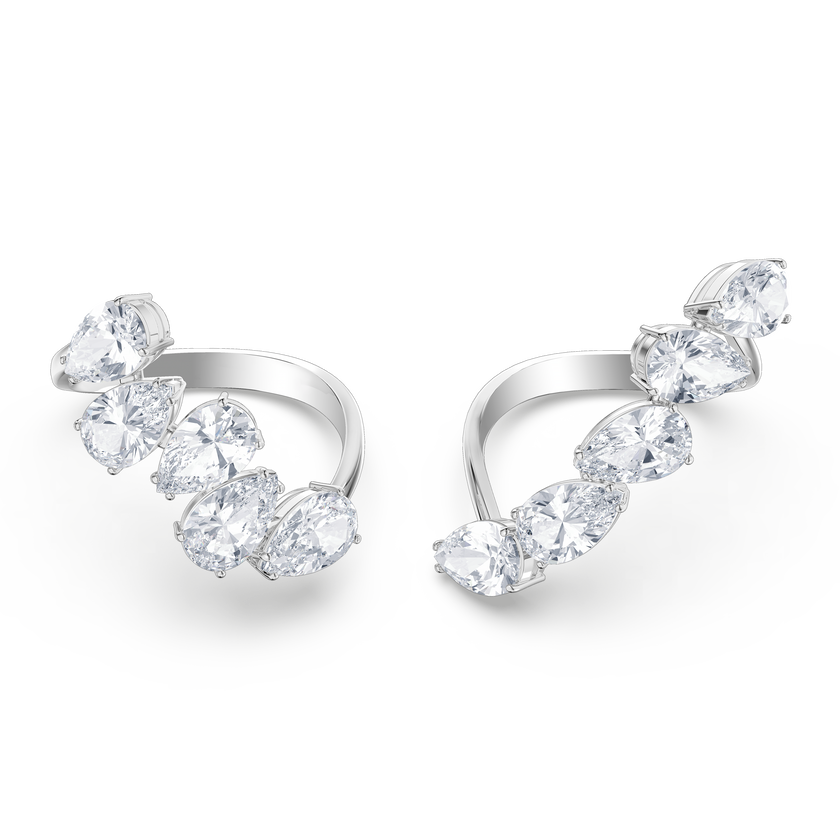 swarovski millenia cocktail ring  set  white  rhodium plated